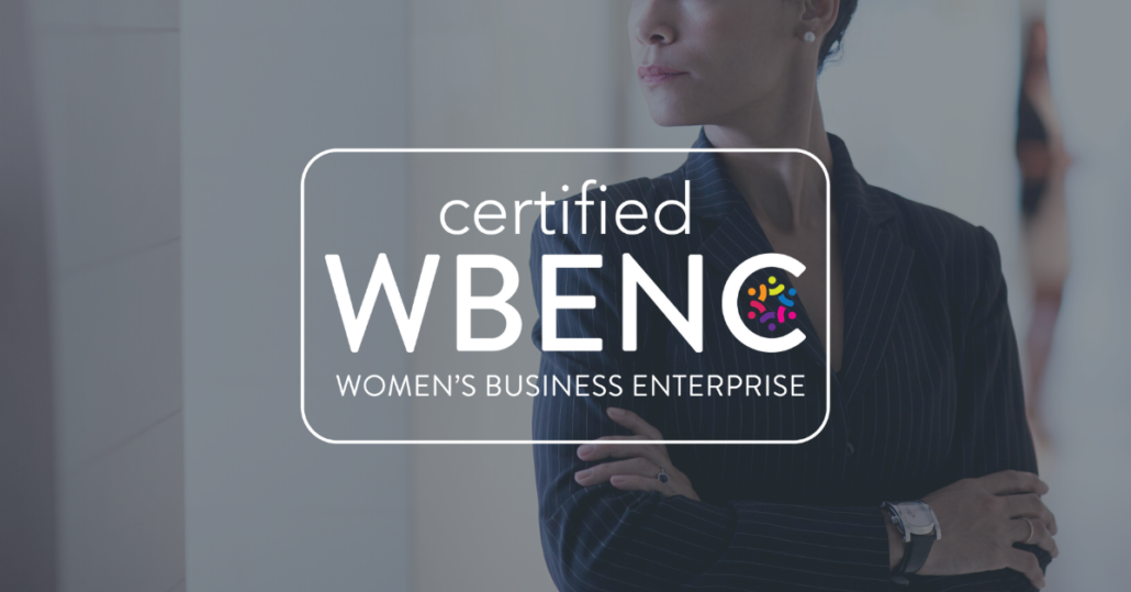 WBENC logo with woman in background